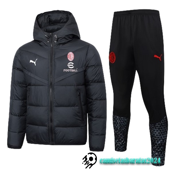 Replicas Conjunto Completo Chaqueta De Algodón AC Milan 2023 2024 Negro