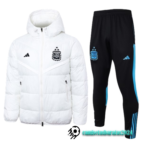 Replicas Conjunto Completo Chaqueta De Algodón Argentina 2023 Blanco Negro