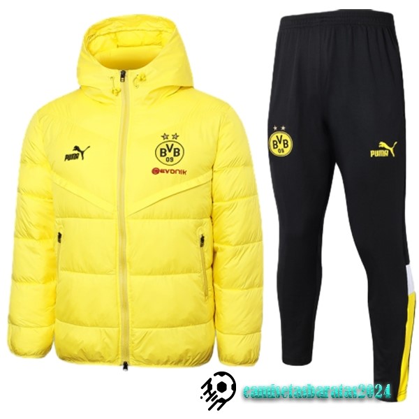 Replicas Conjunto Completo Chaqueta De Algodón Borussia Dortmund 2023 2024 Amarillo Negro