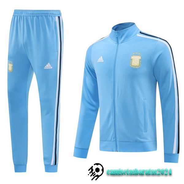 Replicas Conjunto Completo Ropa Deportiva Con Cremallera Larga Argentina 2024 Azul