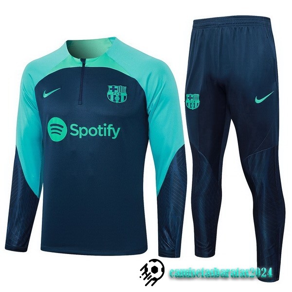 Replicas Conjunto Completo Sudadera Entrenamiento Barcelona 2023 2024 Azul Marino I Verde