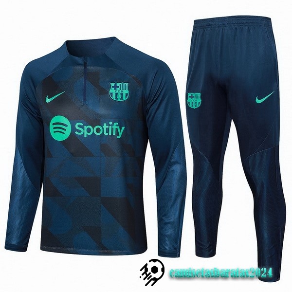 Replicas Conjunto Completo Sudadera Entrenamiento Barcelona 2023 2024 Azul Marino Verde