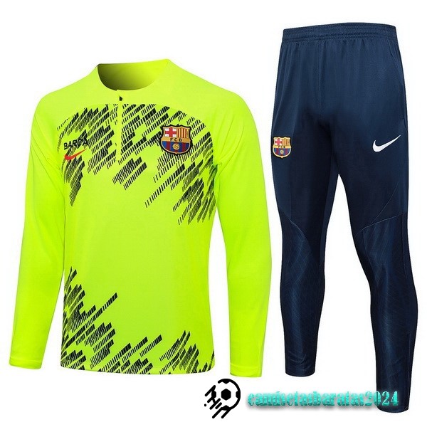 Replicas Conjunto Completo Sudadera Entrenamiento Barcelona 2023 2024 Verde Fluorescente