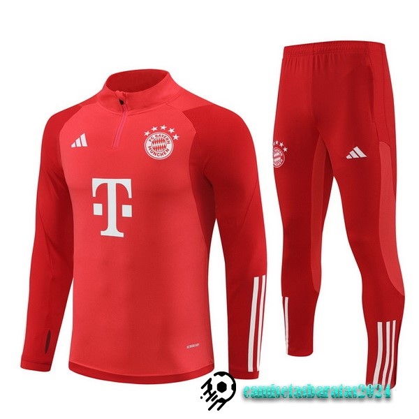 Replicas Conjunto Completo Sudadera Entrenamiento Bayern Múnich 2023 2024 Rojo Blanco