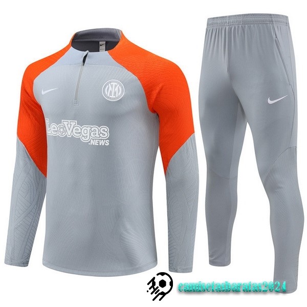 Replicas Conjunto Completo Sudadera Entrenamiento Inter Milán 2023 2024 Gris Naranja