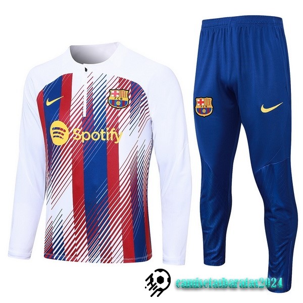 Replicas Conjunto Completo Sudadera Entrenamiento Niños Barcelona 2023 2024 Blanco Rojo Azul