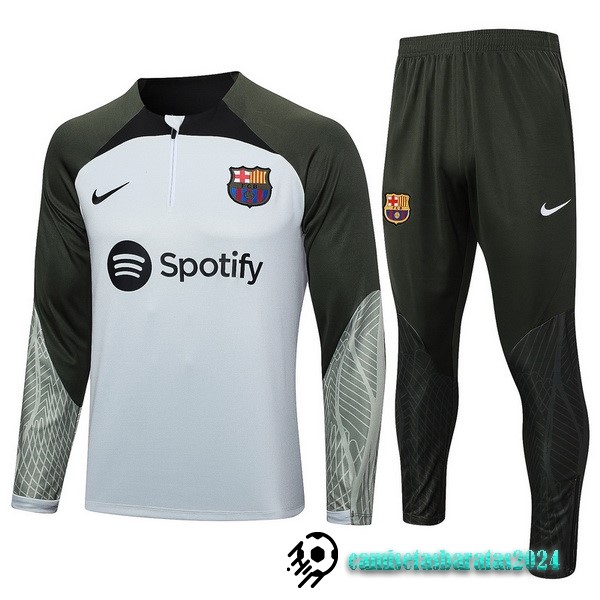 Replicas Conjunto Completo Sudadera Entrenamiento Niños Barcelona 2023 2024 Verde Gris