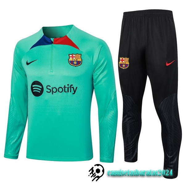 Replicas Conjunto Completo Sudadera Entrenamiento Niños Barcelona 2023 2024 Verde Negro