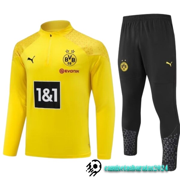 Replicas Conjunto Completo Sudadera Entrenamiento Niños Borussia Dortmund 2023 2024 Amarillo Negro