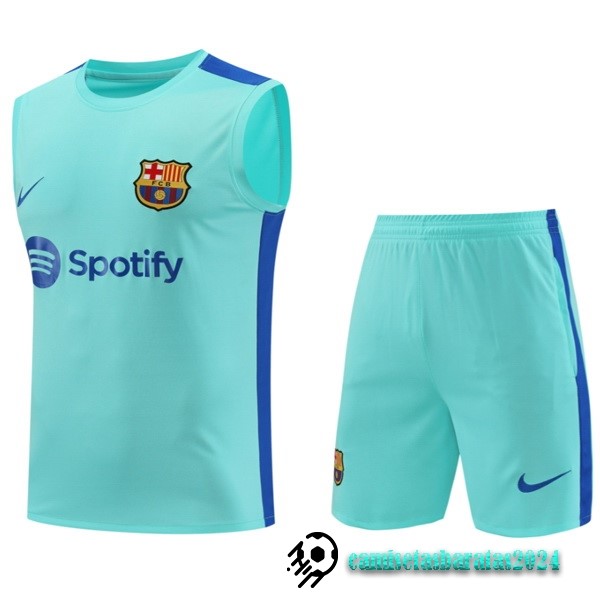 Replicas Entrenamiento Sin Mangas Conjunto Completo Barcelona 2023 2024 Azul Verde