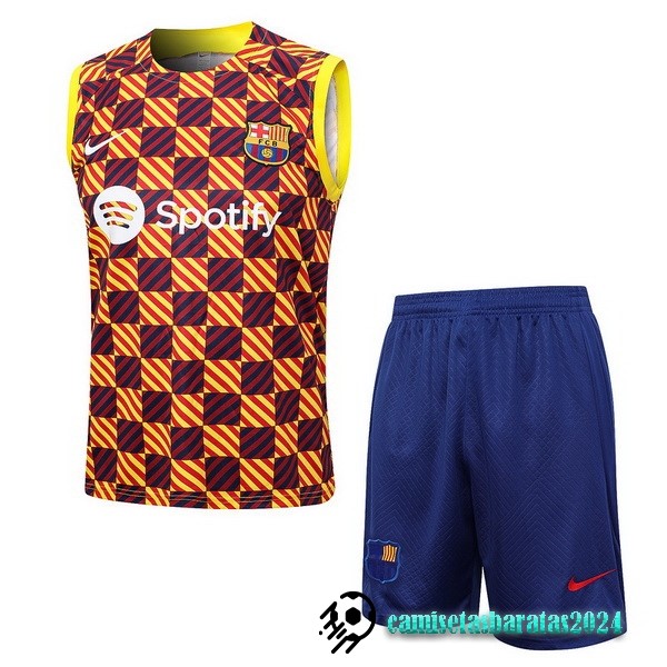 Replicas Entrenamiento Sin Mangas Conjunto Completo Barcelona 2023 2024 Naranja Azul