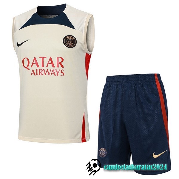 Replicas Entrenamiento Sin Mangas Conjunto Completo Paris Saint Germain 2023 2024 Amarillo Azul