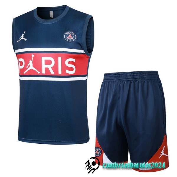 Replicas Entrenamiento Sin Mangas Conjunto Completo Paris Saint Germain 2023 2024 Azul Marino I Rojo