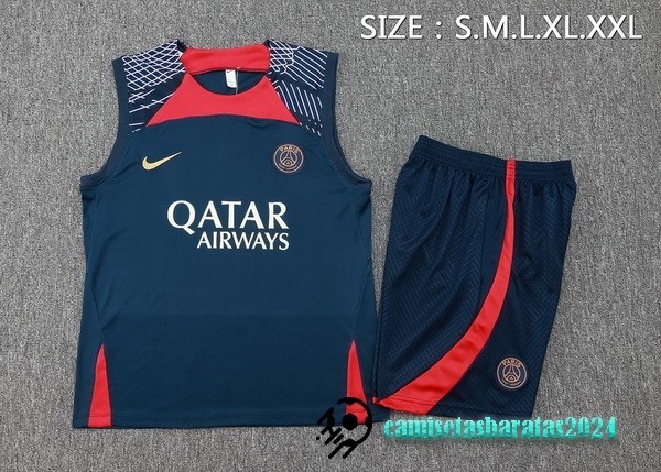 Replicas Entrenamiento Sin Mangas Conjunto Completo Paris Saint Germain 2023 2024 Azul Rojo Purpura 3