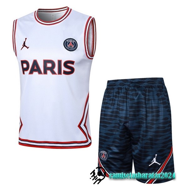 Replicas Entrenamiento Sin Mangas Conjunto Completo Paris Saint Germain 2023 2024 Blanco Rojo