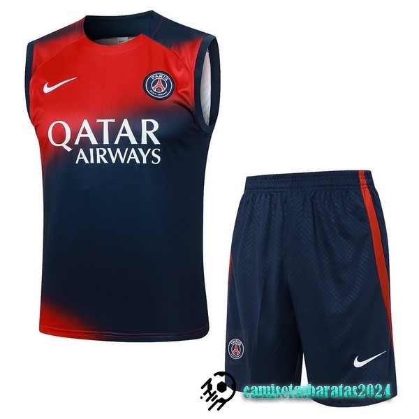 Replicas Entrenamiento Sin Mangas Conjunto Completo Paris Saint Germain 2023 2024 Rojo Azul