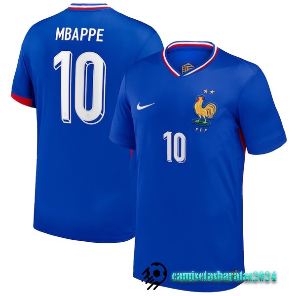 Replicas NO.10 Mbappe Tailandia Casa Camiseta Francia 2024 Azul