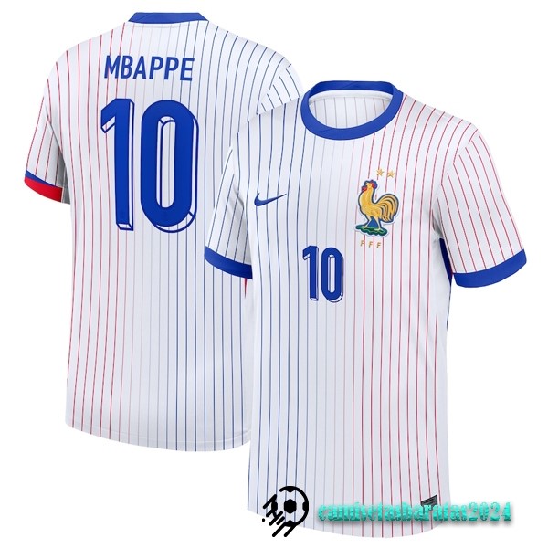 Replicas NO.10 Mbappe Tailandia Segunda Camiseta Francia 2024 Blanco