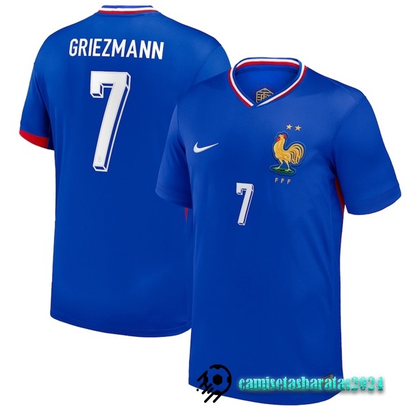Replicas NO.7 Griezmann Tailandia Casa Camiseta Francia 2024 Azul