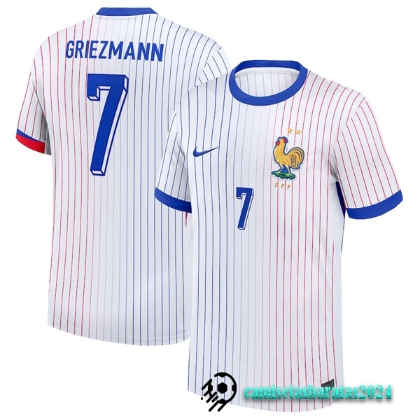 Replicas NO.7 Griezmann Tailandia Segunda Camiseta Francia 2024 Blanco