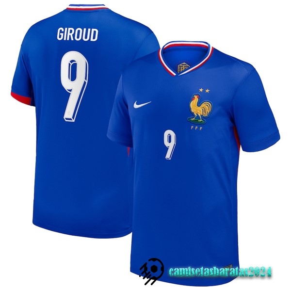 Replicas NO.9 Giroud Tailandia Casa Camiseta Francia 2024 Azul