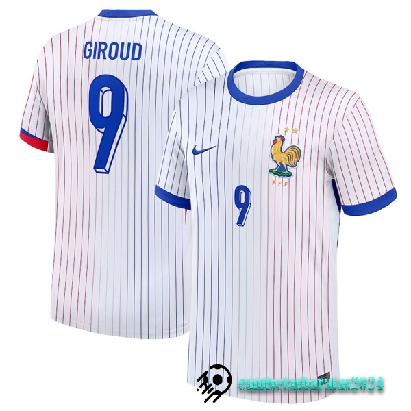 Replicas NO.9 Giroud Tailandia Segunda Camiseta Francia 2024 Blanco
