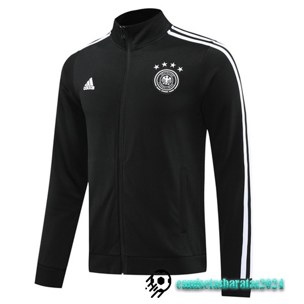 Replicas Ropa Deportiva Con Cremallera Larga Alemania 2024 Negro Blanco