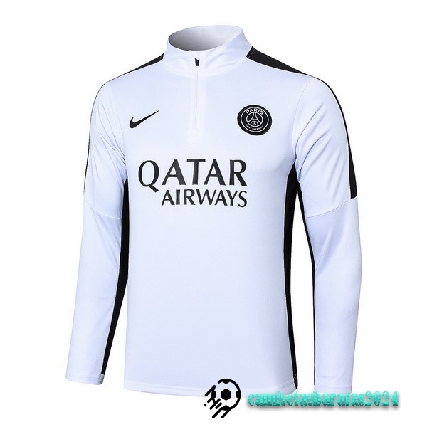 Replicas Sudadera Entrenamiento Paris Saint Germain 2023 2024 Blanco Negro