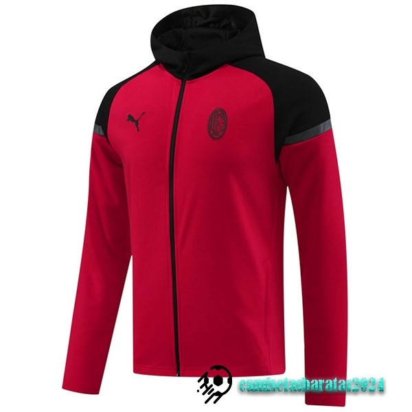 Replicas Chaqueta Con Capucha AC Milan 2024 2025 Negro Rojo