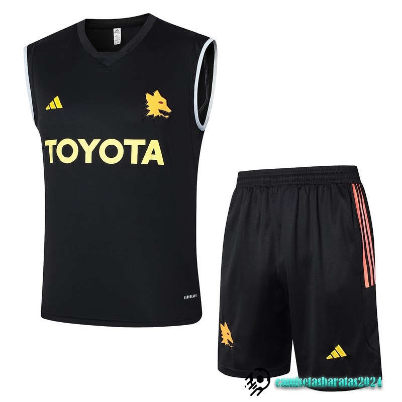 Replicas Entrenamiento Sin Mangas Conjunto Completo AS Roma 2023 2024 Negro