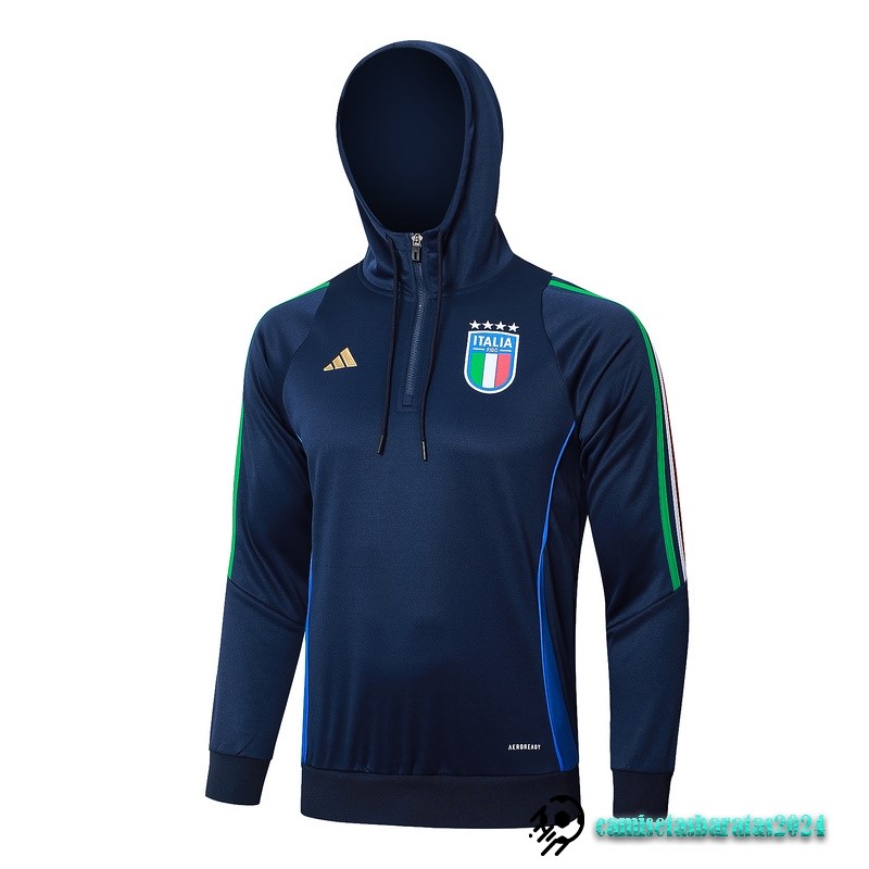 Replicas Chaqueta Con Capucha Italia 2024 Azul Marino