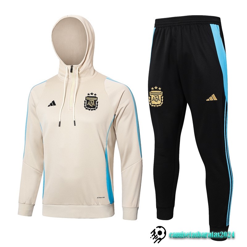 Replicas Conjunto Completo Chaqueta Con Capucha Argentina 2024 Amarillo Negro