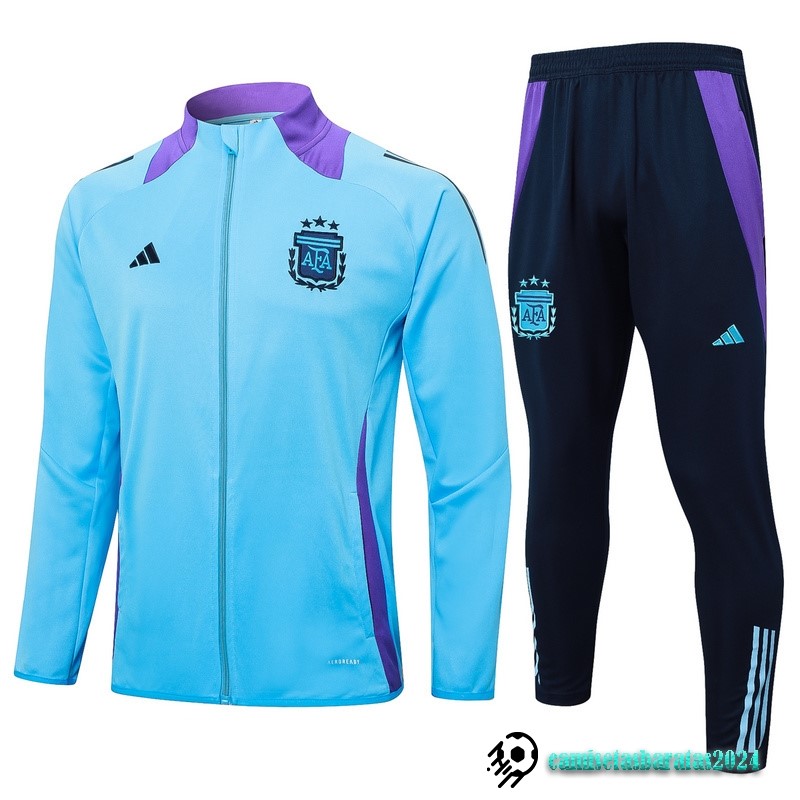 Replicas Conjunto Completo Ropa Deportiva Con Cremallera Larga Argentina 2024 Azul Purpura Negro