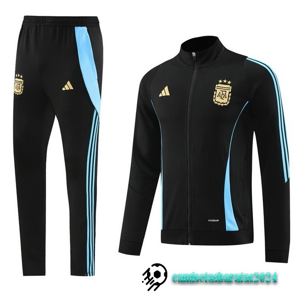 Replicas Conjunto Completo Ropa Deportiva Con Cremallera Larga Argentina 2024 Negro Azul