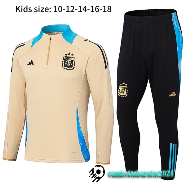 Replicas Conjunto Completo Sudadera Entrenamiento Niños Argentina 2024 Amarillo Negro