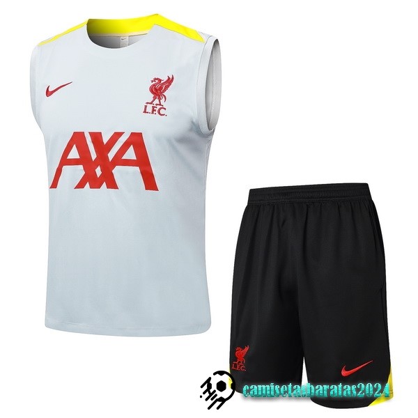 Replicas Entrenamiento Sin Mangas Conjunto Completo Liverpool 2024 2025 Gris Amarillo Negro