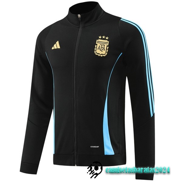 Replicas Ropa Deportiva Con Cremallera Larga Argentina 2024 Negro Azul