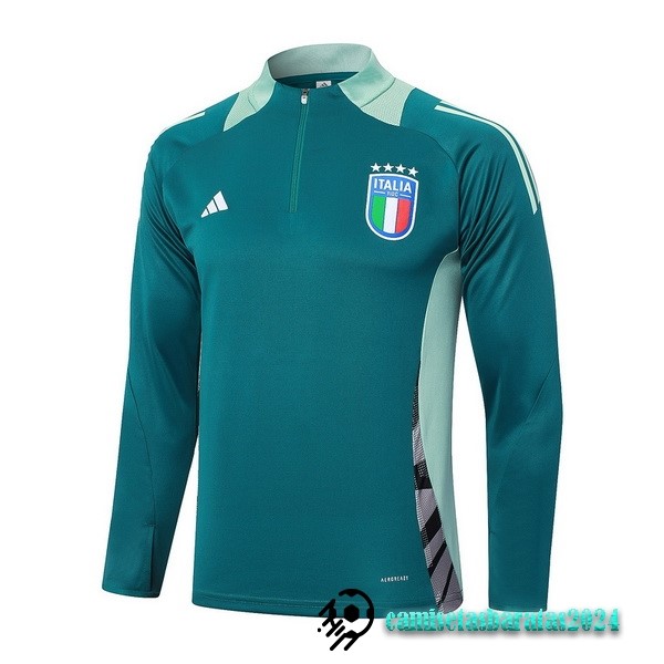 Replicas Ropa Deportiva Con Cremallera Larga Italia 2024 Verde